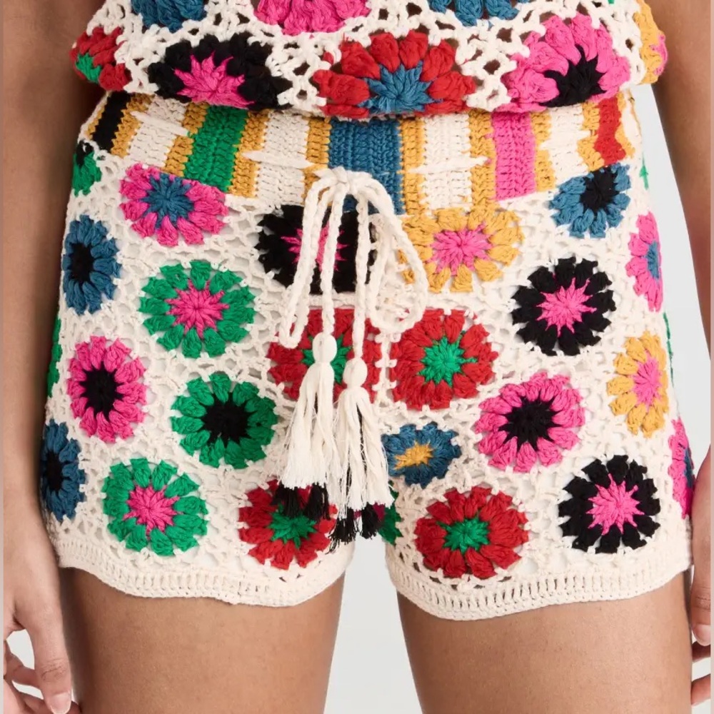 Farm Rio Multi Circles Crochet Shorts XS